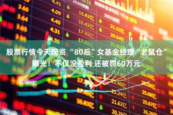 股票行情今天配资 “80后”女基金经理“老鼠仓”曝光！不仅没盈利 还被罚60万元